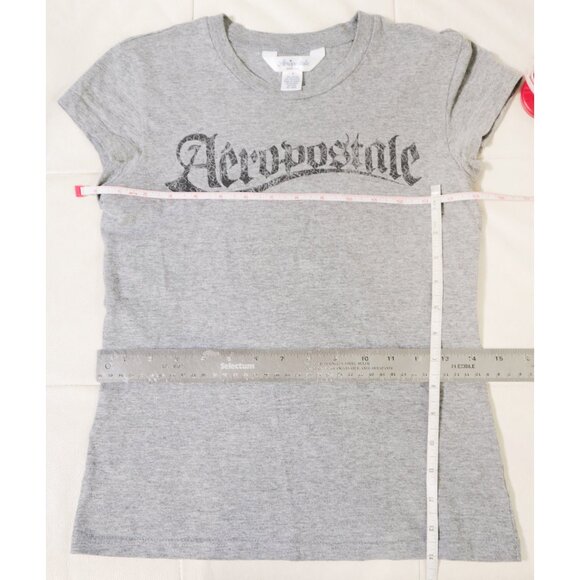 Grey Goth Calligraphy Baby Tee 🦇 AEROPOSTALE - Picture 6 of 6